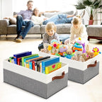 3 Pack Large Capacity Storage Bins Closet Organizer for Shelves, Fabric Closet Storage Baskets Boxes with Leather Handles for
