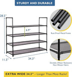 Sundaze Shoe Rack - 4 Tier Shoe Rack for Front Door Entrance, Sturdy Long Shoe Organizer for Closet, Bedroom, Entryway, Garag