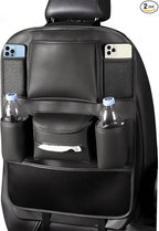 Car Backseat Organizer with Touch Screen Tablet Holder,7 Storage Pockets Protectors Kick Mats Travel Accessories for Kids-Black