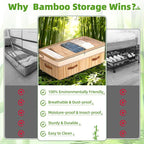 Livole Bamboo Under Bed Storage with Wheels, 6-10 inches Height Adjustable Underbed Storage Containers, 92L XXXL Large Rollin