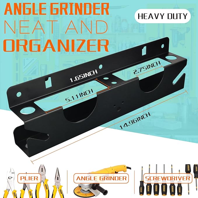 ULIBERMAGNET Angle Grinder Holder, Solid Steel Utility Storage Rack,Heavy Duty Wall Mount Storage Metal Shelf Holder for Angl