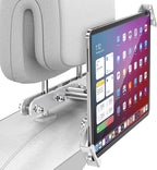 AboveTEK Tablet Holder for Car Headrest- Anti-Theft iPad Car Holder Back Seat, Secure Locking System with 360° Swivel, Universal for 4-11" Tablets, Durable Aluminum Mount for Travel & Business, Silver