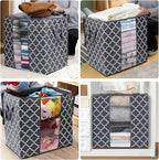 WISELIFE Storage Bags 6 Pack/100L Large Blanket Clothes Organization and Storage Containers for Comforters,Bedding, Foldable 