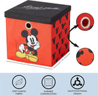 Idea Nuova Disney Mickey Mouse Collapsible Fabric Storage Cube,10” Organizer Bin with Lid for Bedroom, Playroom, and Closet