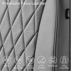 CAR PASS Piping Luxury PU Leather Two Front Car Seat Covers, Waterproof Anti Slip Seat Covers Compatible with Front Seat Armr