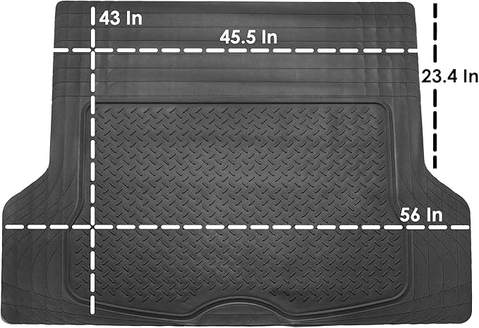FH Group Climaproof™ Trimmable Non-Slip Vinyl Floor Mats Full Set - Universal Fit for Cars Trucks and SUVs (Gray) F11306 + F16400