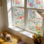 Hilarious Stained Glass Window Film Rainbow Floral Static Cling Window Film Flower Window Privacy Film No Glue Decorative Window Cling UV Blocking Heat Control Glass Windows Stickers, 35.4''x78.7''