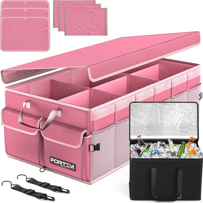 FORTEM Trunk Organizer with Cooler For SUV Car Trunk, Foldable Storage, Car Accessories for Women Men, Collapsible Bag, Perfect