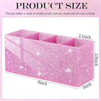 Jetec Acrylic Glitter Pen Holder 4 Compartments Bling Makeup Brush Stationery Organizer Pencil Holder for Desk Accessories Sp