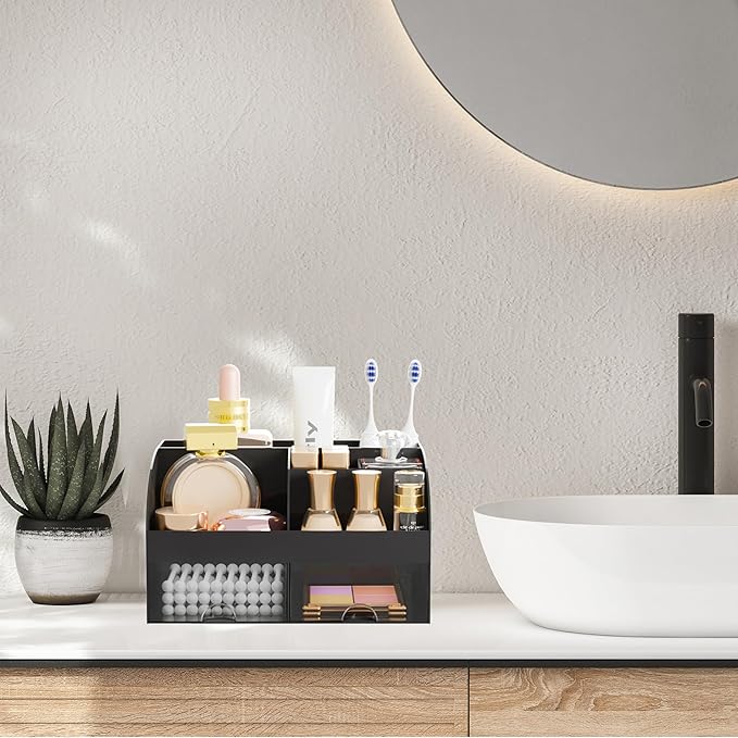 Makeup Organizer with 2 Drawers, Cosmetic Storage for Dresser Vanity and Bathroom Countertop,Make up organization and Skincar