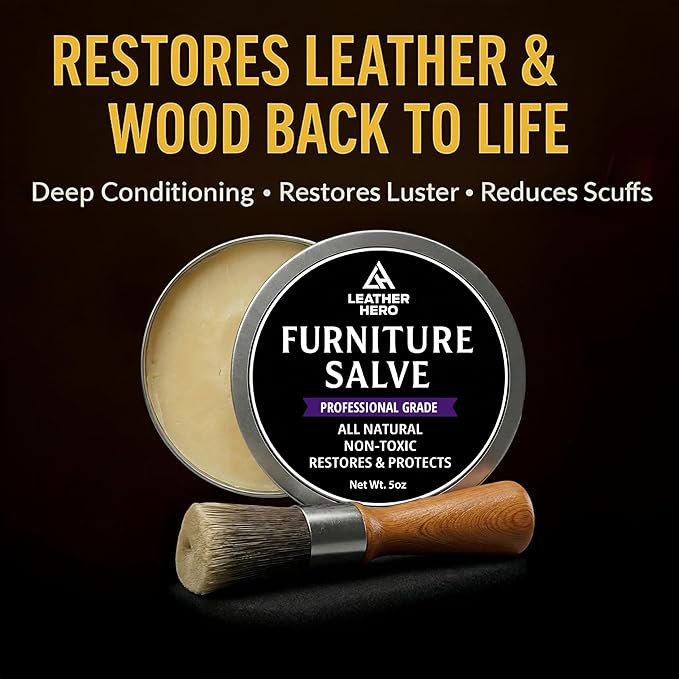 3-in-1 Furniture Salve for Leather & Wood – Polisher, Conditioner, & Restorer for Couches and Furniture- Leather Repair Salve