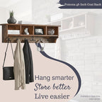 Alaterre Furniture Pomona Entryway Organizer – Rustic Farmhouse 48-Inch Wall-Mounted Coat Rack with 6 Double Hooks & 4 Open C