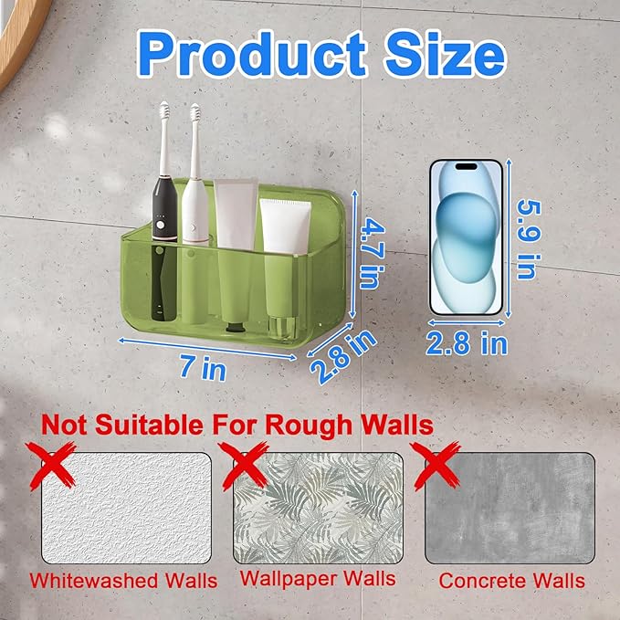 Diesisa 2pc Acrylic Wall Mount Organizer, Adhesive Cabinet Door Organizer,Acrylic Bathroom Shelves for Wall,No Drilling Hang 