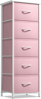 Sorbus Fabric Dresser for Kids Bedroom - Chest of 5 Drawers, Tall Storage Tower, Clothing Organizer, for Closet, for Playroom