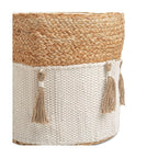 Crane Baby Boho Safari Nursery Decor Baby Storage Bin, Cotton & Jute Collapsible Fabric Basket Organizer, 13X12 Jute 13 X 12 