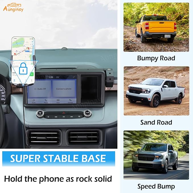 Aunginsy Dashboard Phone Mount Compatible with Ford Maverick 2022-2024, 8-inch Navigation Screen Upper Panel Fixed Clip 360° Rotation Mobile Phone Bracket for Most Cell Smartphone Holder Accessories