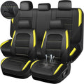 CAR PASS Memory 3D Foam Car Seat Covers Full Set, Breathable Mesh Thick Seat Covers for Car, Yellow Leather Seat Covers, Univ