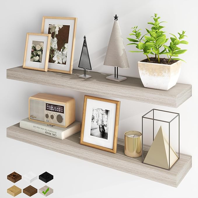 Fun Memories Floating Shelves for Wall, 36Inch Floating Shelves Set of 2, Hanging Shelf with Invisible Brackets, Bathroom She