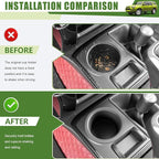 Cup Holder Insert for 2010-2024 Toyota 4Runner Center Console Cupholder Coaster Liner Replaces Mat for 4 Runner Interior Accessories Black(Center Console Left Front, 1PCS)