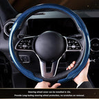 Aimato Car Steering Wheel Cover Carbon Fiber, Ultra-Thin Car Steering Wheel Cover,Comfortable & Breathable Microfiber,Universal Fit for Most Cars, Bright Blue