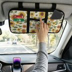 Car Sun Visor Organizer,Sunflower Theme Multi-Pocket Visor Organizer Storage Pouch with Double Zippers Document Holder for Insurance, Pen, Chapstick