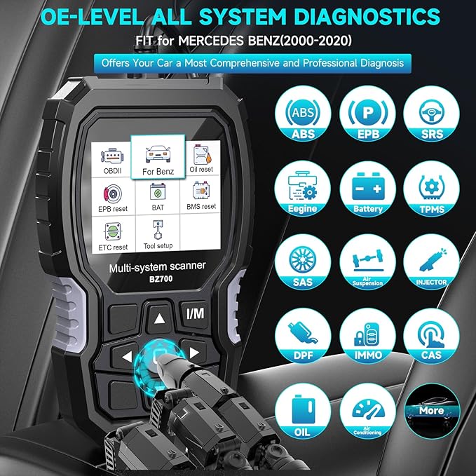ANCEL BZ700 Mercedes Benz Sprinter Smart OBD2 Scanner, Full System Automotive Car Code Reader with All Reset Services,