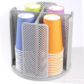 Rotating Paper Cup Dispenser, Cup Holder with 4 Compartments, Disposable Coffee Cup Dispenser Removable, Plastic Cup Storage 