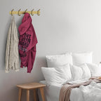 Brushed Gold Wall Mounted Coat Rack – 15 Inch Stainless Steel Rail with 5 Double Coat Hooks for Entryway, Bathroom, Bedroom, 