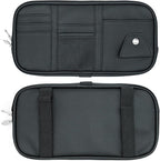 Da by Car Visor Organier Truck SUV Sun Visor Storage Pocket PU Leather Pouch Holder with Multi-Pocket Double Zipper Net Pocket, for Cards Pens Sunglasses Document (Black)
