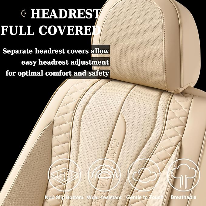 Coverado 9912 Car Seat Covers Full Set, Front Seat Cover and Back Seat Covers for Cars, Faux Leather Waterproof Seat Covers, 