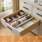 Bamboo Drawer Dividers,17-22" Adjustable Kitchen Drawer Organizer for Clothes,6 Pack Expandable Drawer Organization Separator