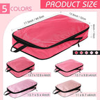 5 Pack Compression Packing Cubes for Travel Space Saving Cubes Luggage Organizer for Suitcase(Pink,Mixed)