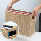 14.6 x 5.9 x 10.8 Inch Large Decorative File Box, Decorative File Baskets for Seagrass Hanging Organizers Portable Letter Siz