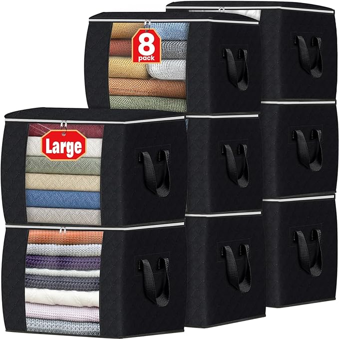 Fab totes 24 Gallons Clothes Storage, Foldable Thick Fabric Blanket Storage Bags, Containers for Organizing Bedroom, Closet, 