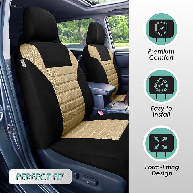 FH Group Car Seat Cover Rear Set Striking Striped Car Seat Covers with Rear Split Bench, Universal Fit Interior Accessories f