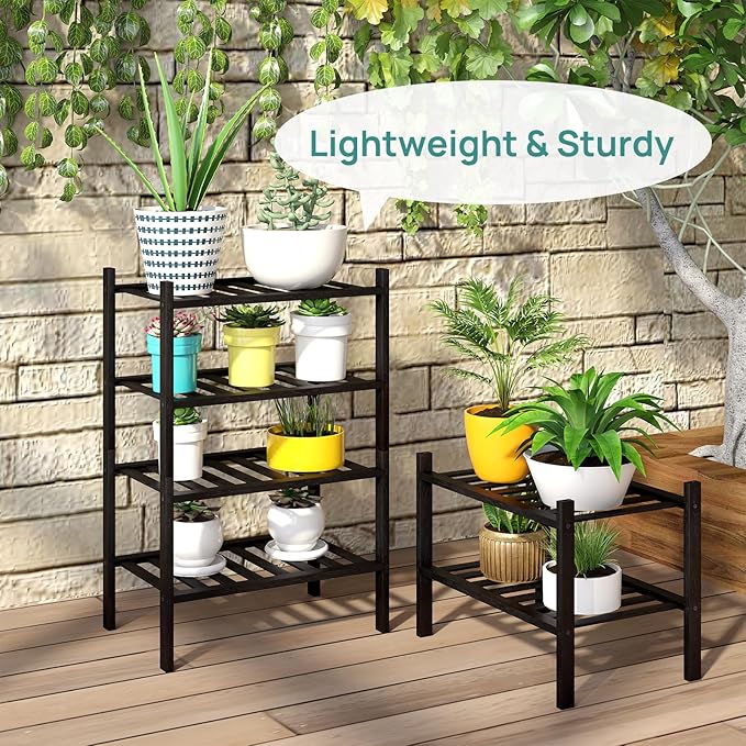 viewcare Black Small Shoe Rack for Entryway,2-Tier Bamboo Shoe Organizer for Hallway Closet, Free Standing Shoe Racks for Ind