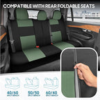 BDK PolyPro Car Seat Covers Full Set in Green on Black, Front and Rear Split Bench Seat Covers for Cars, Easy to Install Car 