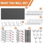Ultrawall 4 Pack Metal Peg Board Panels with Hooks, Pegboard Wall Tool Organizer for Garage, 84pcs Peg Board with Accessories