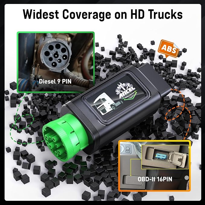 ANCEL HD110 Heavy Duty Truck Scanner with DPF Regen and Reset for Detroit Paccar Engine, Full System HDOBD & OBD2 Scanner for