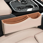 Car Seat Gap Organizer Large Capacity Leather Storage Box with Charging Port Multi-Purpose Car Seat Crevice Storage Solution for Phones Wallets Cards Ideal for Car Organization (Modern, White-Double)