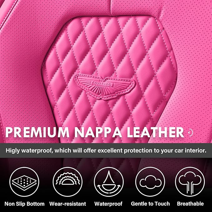 Coverado Automotive Seat Covers Front Seats, Seat Covers 2 Pack, Rose Car Seat Cover, Waterproof Auto Seat Covers, Car Seat C