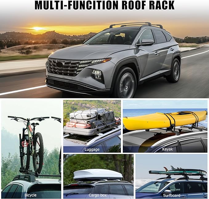 Lockable 300LBS Roof Rack Cross Bars Compatible with Hyundai Tucson 2016-2026 SE/SEL/N Line/Limited, Aluminum Crossbars Cargo Racks Rooftop Luggage Canoe Kayak Camping Gear Bike Carrier Rack