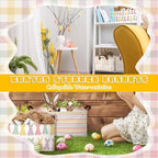 Boao 3 Pcs Easter Storage Bin Rectangular Bunny Basket Box with Handle Collapsible Large Storage Baskets Foldable Rabbit Box 