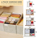 Criusia Underwear Drawer Organizer, 6 Set Foldable Underwear Drawer Organizer and Closet Dividers,Storage Box for Clothes, So