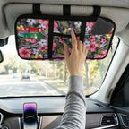 Dragonfly Floral Zippered Car Sun Visor Organizer Pens with Picture Holder Pouch for Electronics with Adjustable Straps and Multi-Pocket Easy Installation Universal Fit for Most Cars SUV
