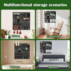 24 Pcs Wall Mount Peg Board Organizer Kits, Black DIY Pegboard Panels with 20 Accessories (Hooks, Clips, Bins, Shelves), Wall