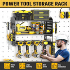 SPACECARE Power Tool Organizer, Drill Holder Wall Mount with 2 Side Pegboards with Hooks, 3 Layer Garage Organization Heavy D