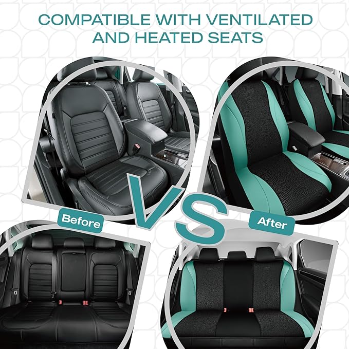 Skechers Car Seat Covers,Leather Seat Covers with GOGA Mat Technology,Waterproof Car Seat Covers Full Sets,Airbag Compatible,