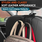 Car Headrest Hooks for Purses and Bags, Upgraded 2 in 1 Cars Back Seat Head Rest Hanger Vehicle Leather Organizer Storage Holder Hook Matching Cars Interior, 1-Pack, Beige