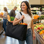 Extra Large Canvas Tote Bag - Big Reusable Grocery Shopping Heavy Duty Foldable